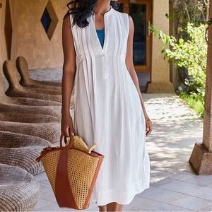 Miraclesuit
Pleated Sleeveless Button Front Beach Dress Swim Cover-Up